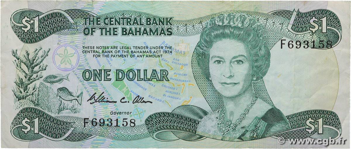 1 Dollar BAHAMAS  1984 P.43a q.BB