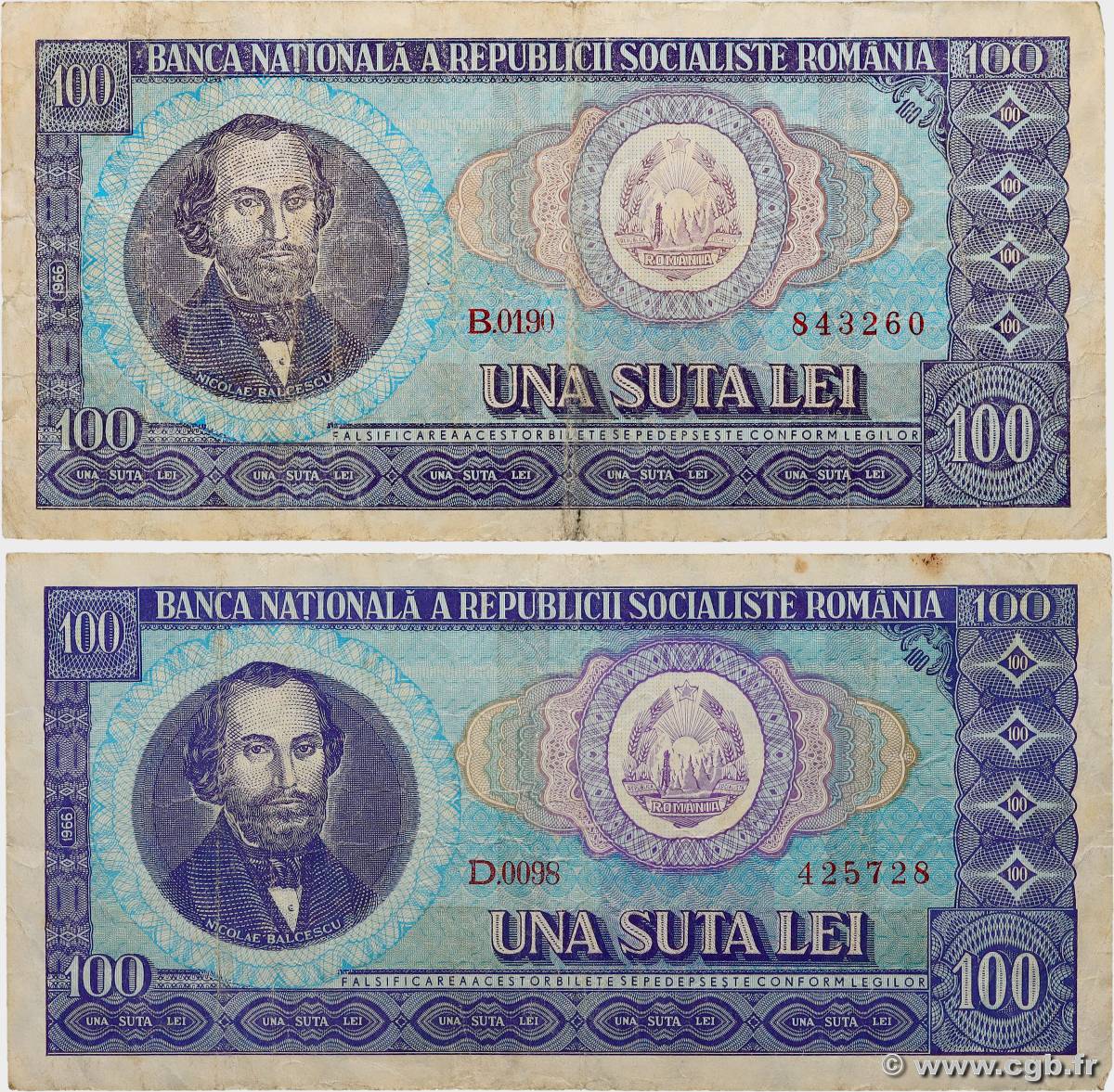 100 Lei Lot ROMANIA  1966 P.097a F