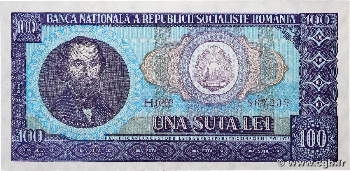 100 Lei ROUMANIE  1966 P.097a SUP
