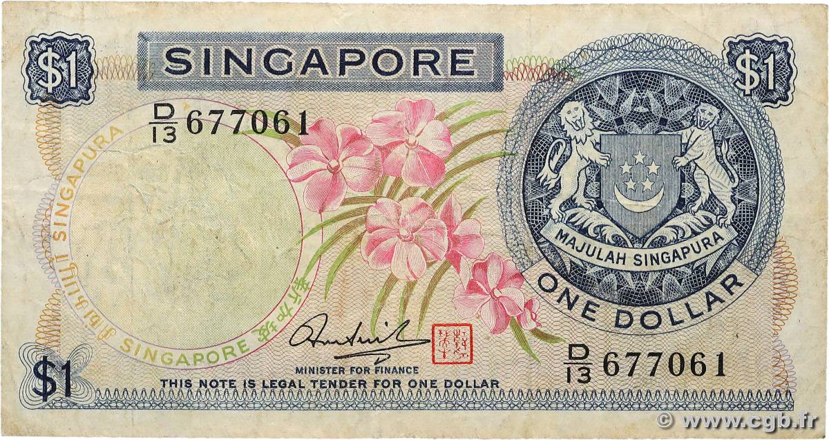 1 Dollar SINGAPOUR  1973 P.01d TB