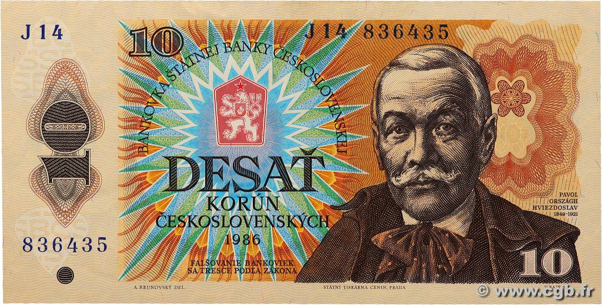 10 Korun TCHÉCOSLOVAQUIE  1986 P.094a SUP+