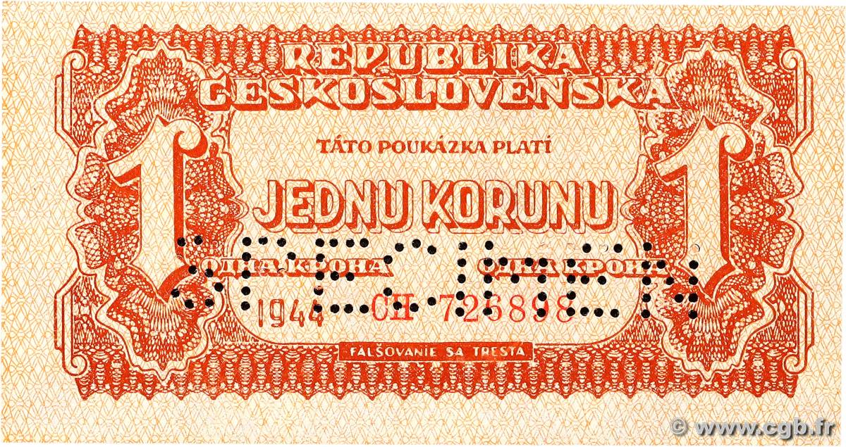 1 Koruna Spécimen TSCHECHOSLOWAKEI  1944 P.045s VZ+