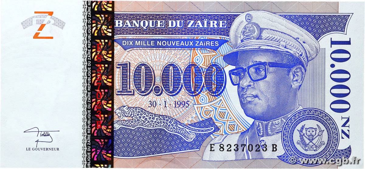 10000 Nouveaux Zaïres ZAÏRE  1995 P.71 ST