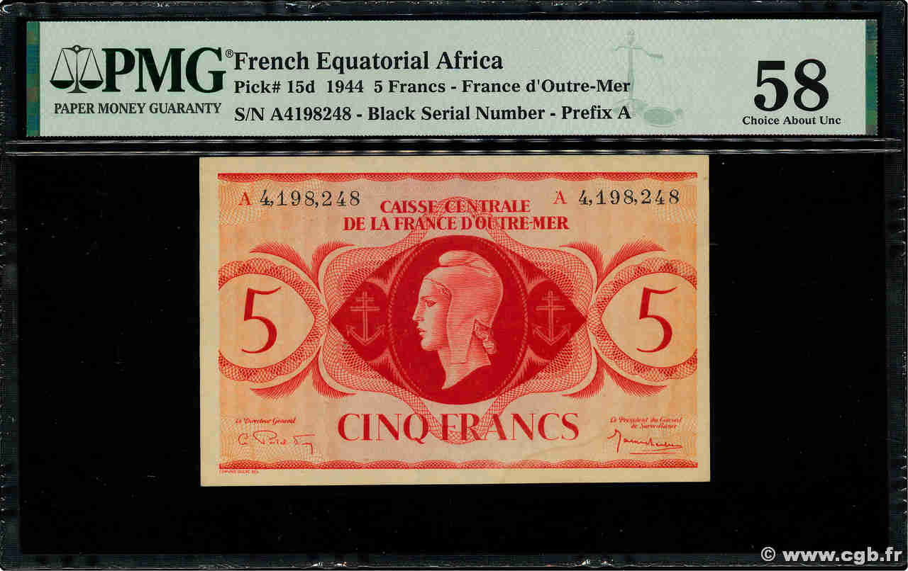 5 Francs AFRIQUE ÉQUATORIALE FRANÇAISE  1943 P.15d AU