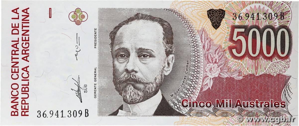 5000 Australes ARGENTINE  1989 P.330c NEUF