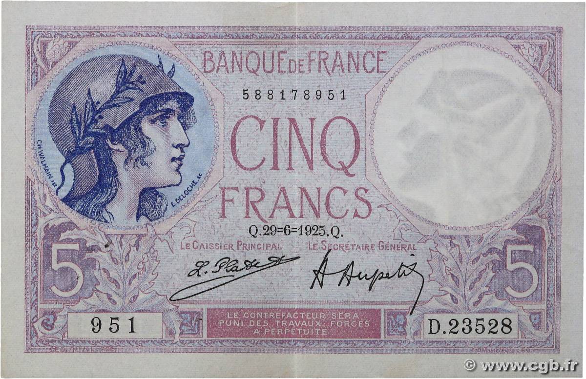 5 Francs FEMME CASQUÉE FRANCIA  1925 F.03.09 MBC