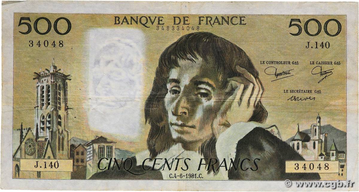 500 Francs PASCAL FRANCIA  1981 F.71.24 MB