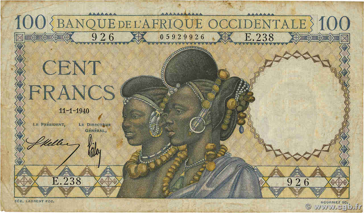 100 Francs FRENCH WEST AFRICA (1895-1958)  1940 P.23 F-