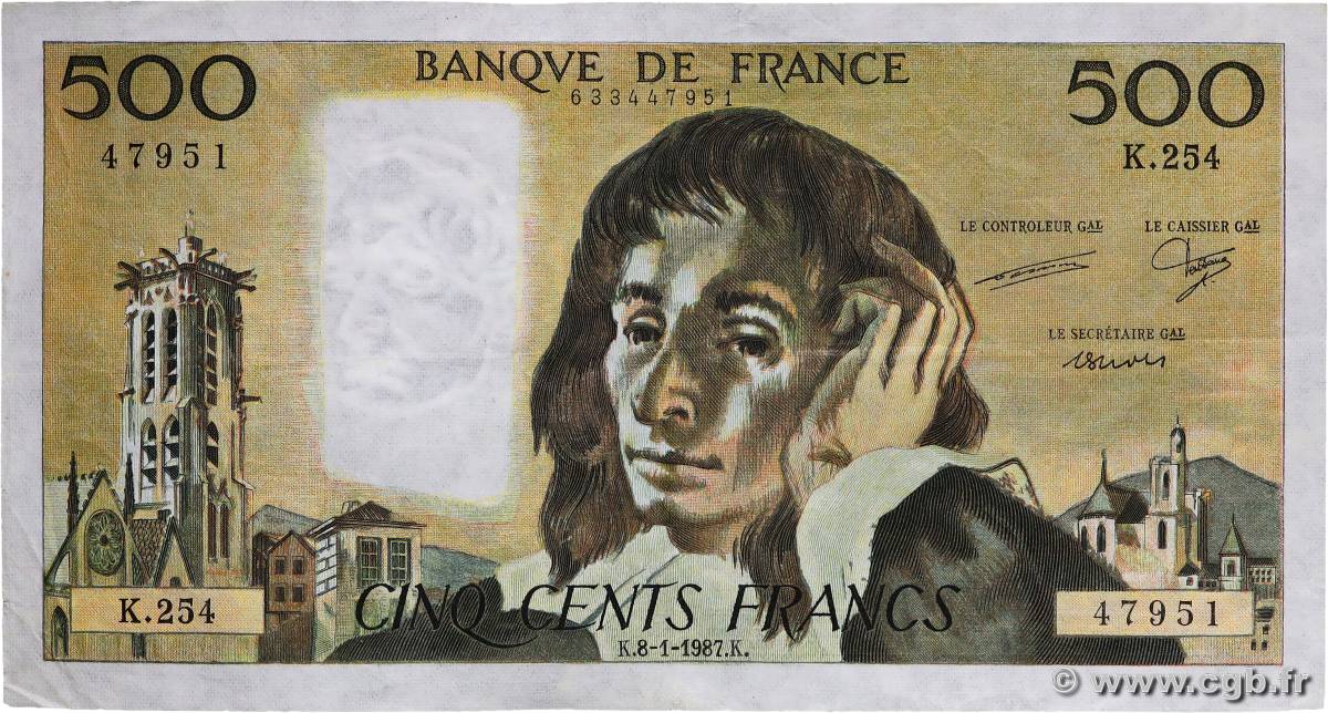 500 Francs PASCAL FRANCE  1987 F.71.35 TTB