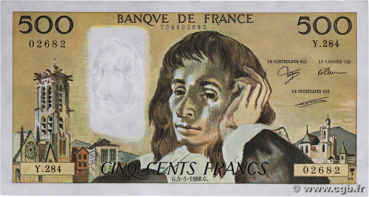 500 Francs PASCAL FRANCIA  1988 F.71.39 SPL