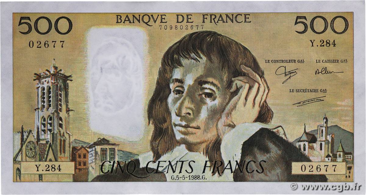 500 Francs PASCAL FRANCIA  1988 F.71.39 EBC