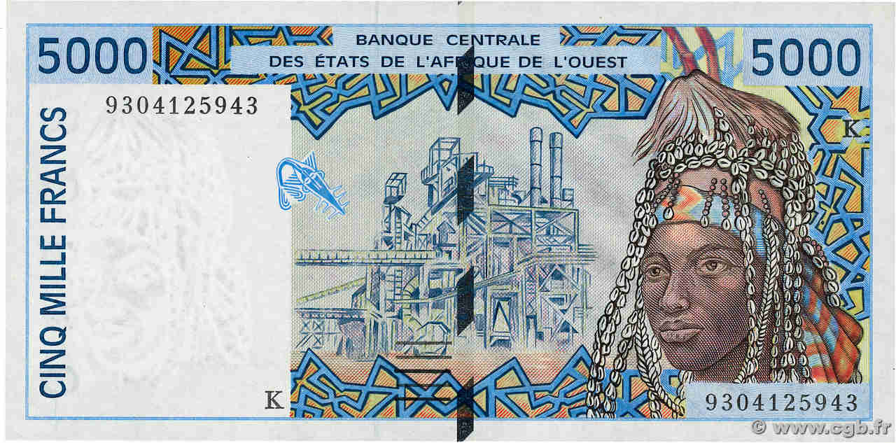 5000 Francs ÉTATS DE L AFRIQUE DE L OUEST  1993 P.713Kb SPL+