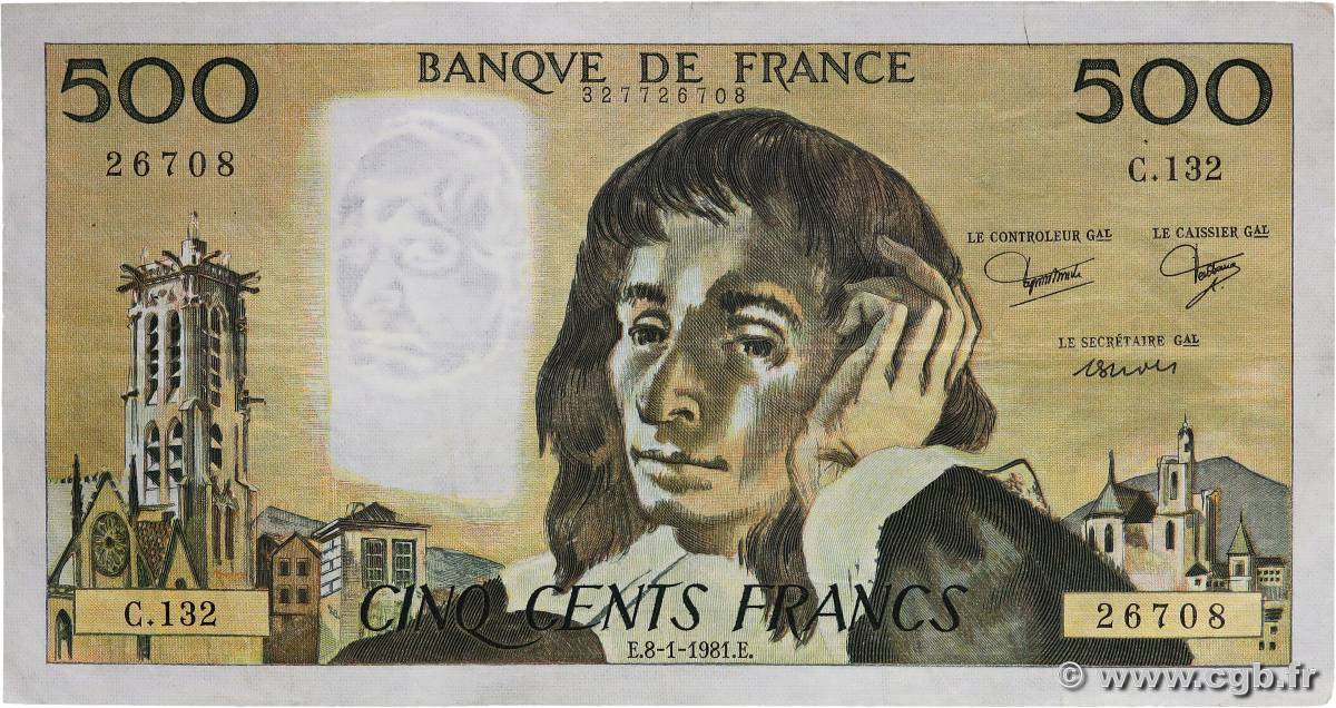 500 Francs PASCAL FRANCE  1981 F.71.23 TB
