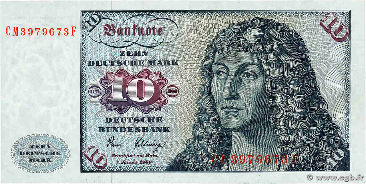 10 Deutsche Mark ALLEMAGNE FÉDÉRALE  1980 P.31d pr.NEUF