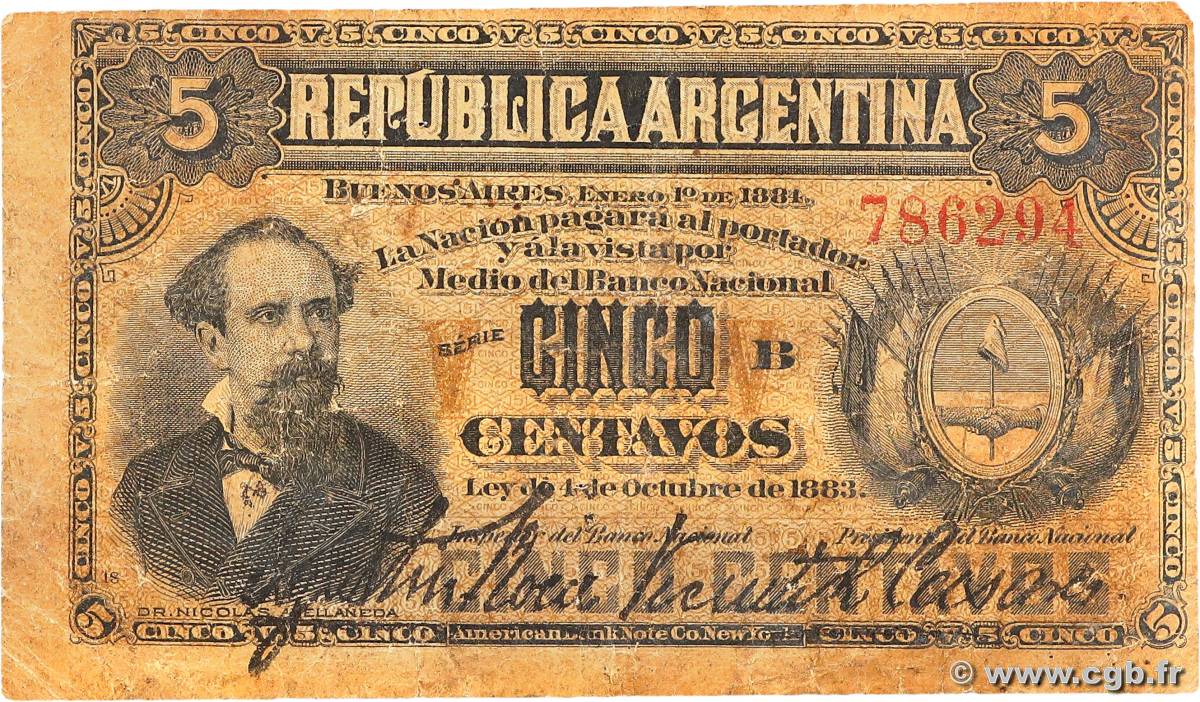 5 Centavos ARGENTINA  1884 P.005 RC