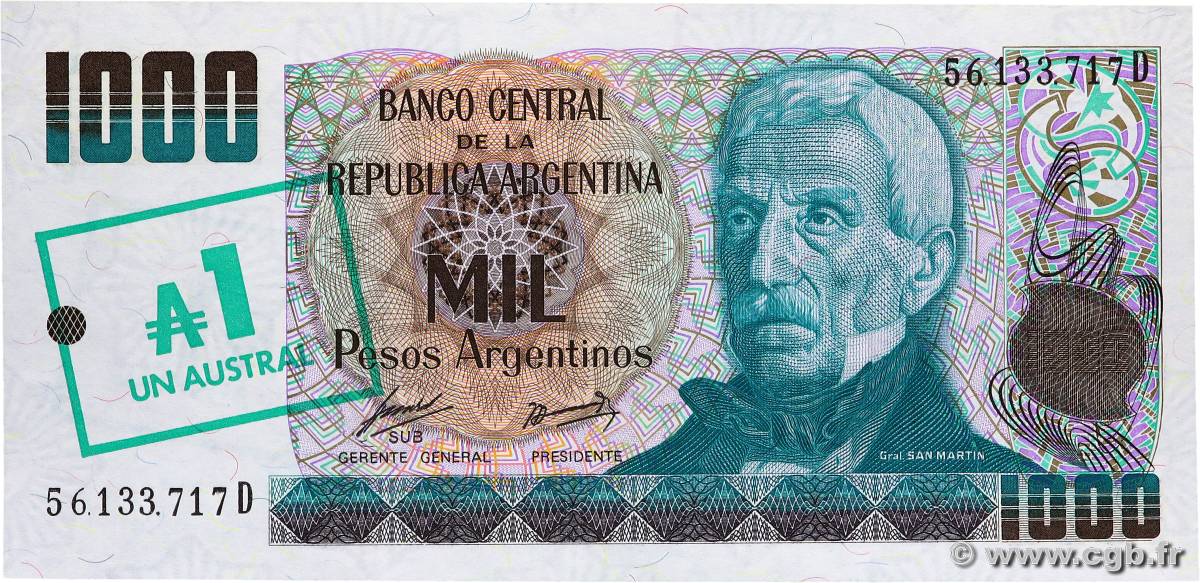 1 Austral ARGENTINA  1985 P.320 FDC