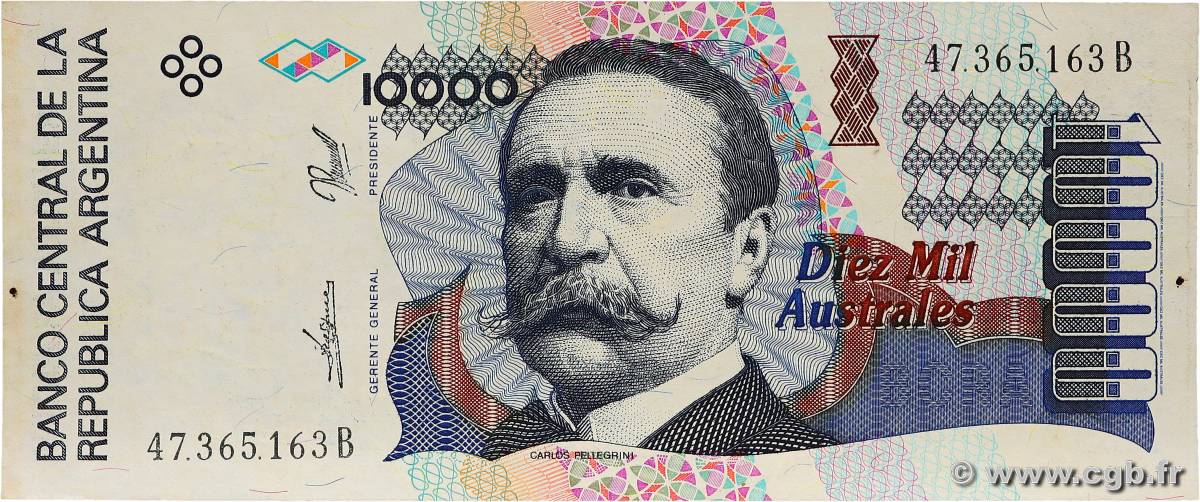 10000 Australes ARGENTINA  1989 P.334a XF