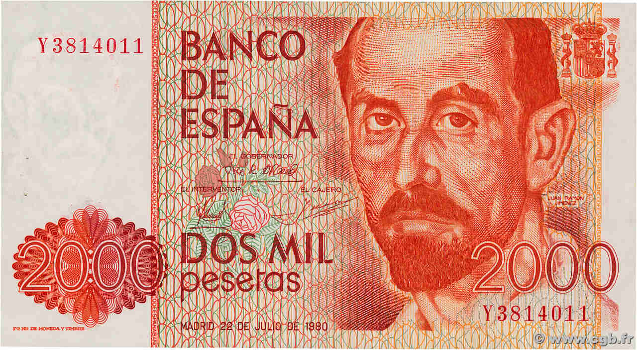 2000 Pesetas ESPAGNE  1980 P.159 SPL