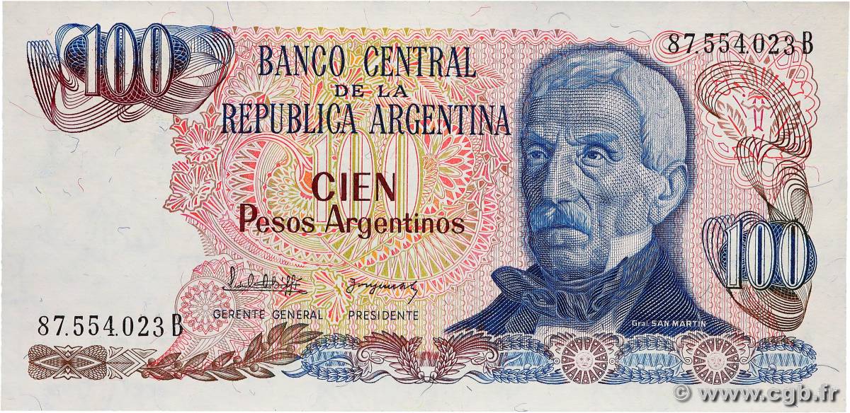 100 Pesos Argentinos ARGENTINA  1983 P.315a SC+