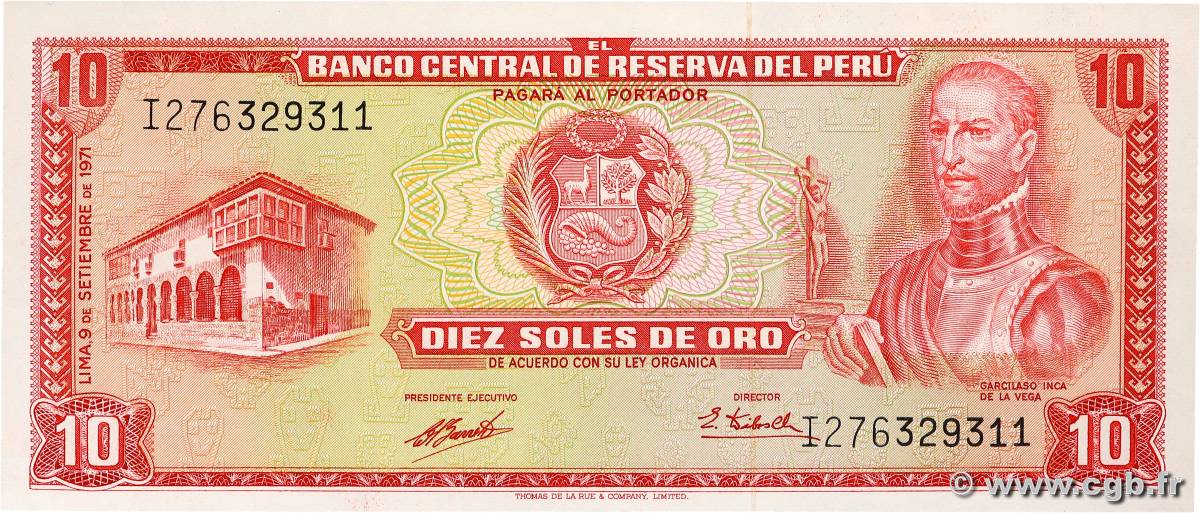 10 Soles de Oro PERU  1971 P.100b UNC