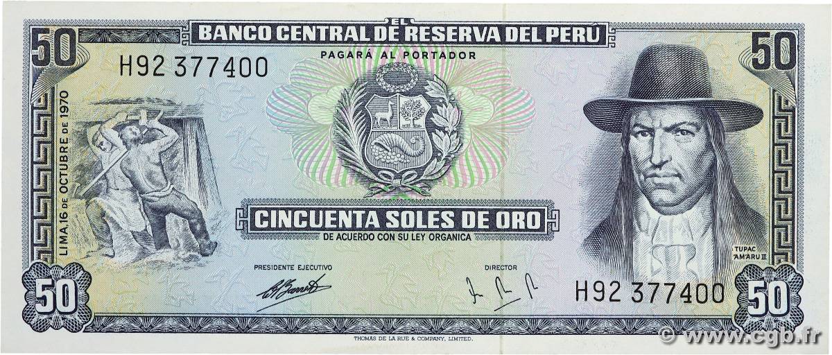 50 Soles de Oro PERU  1970 P.101b UNC-