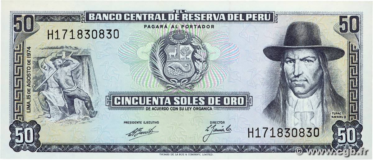 50 Soles de Oro PERU  1974 P.101c ST