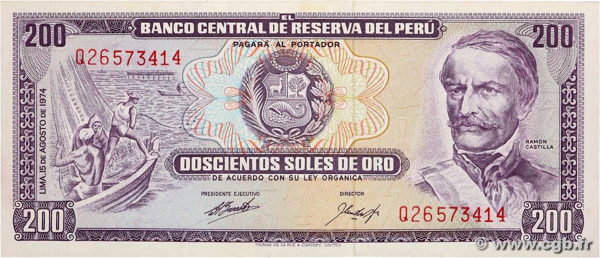 200 Soles de Oro PERU  1974 P.103b VZ+