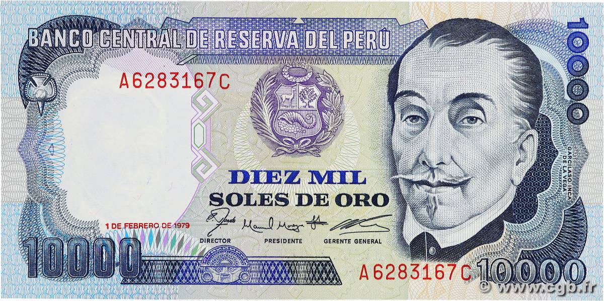 10000 Soles de Oro PERU  1981 P.120 AU