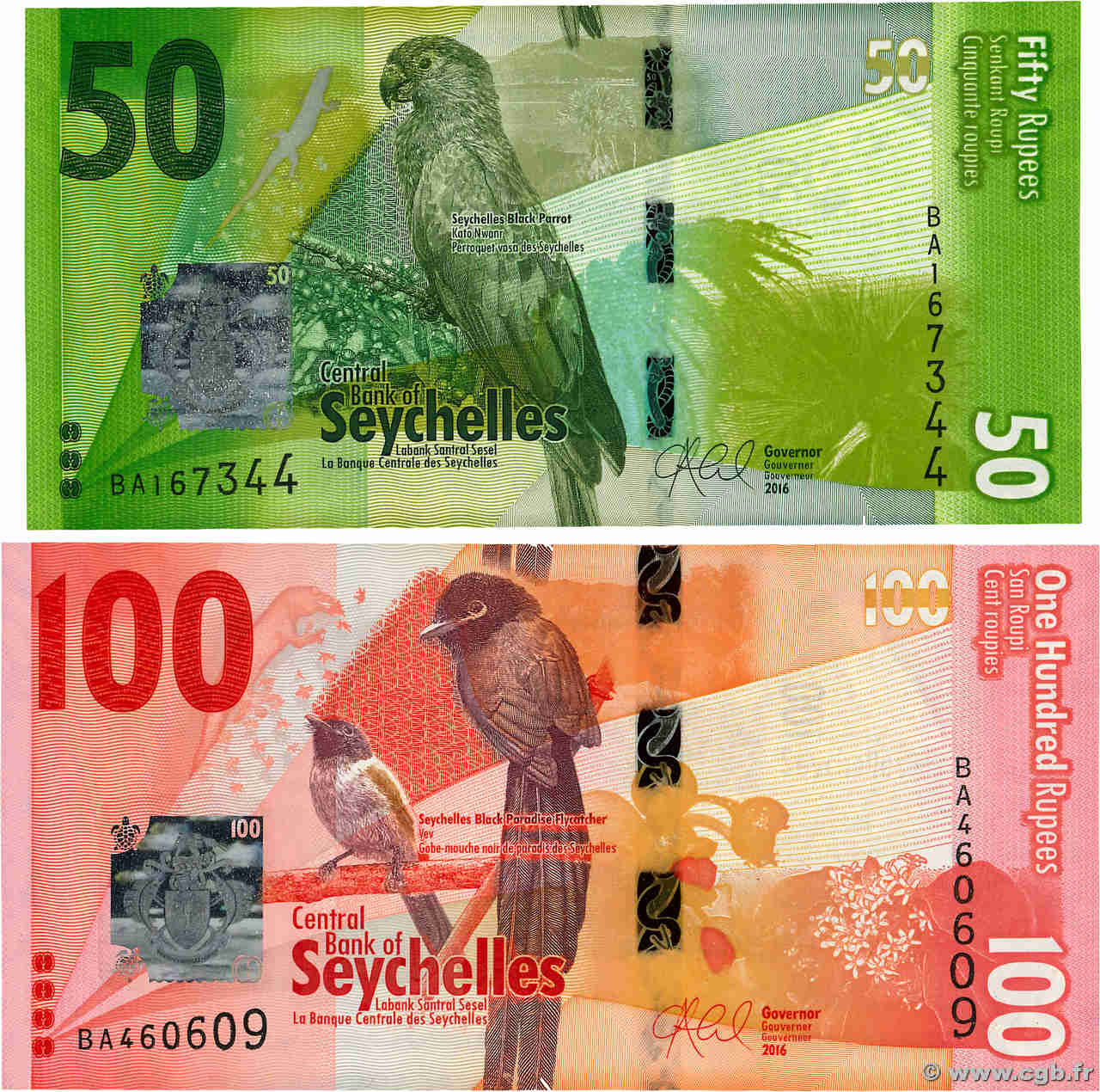 50 et 100 Rupees Lot SEYCHELLES  2016 P.49 et P.50 NEUF