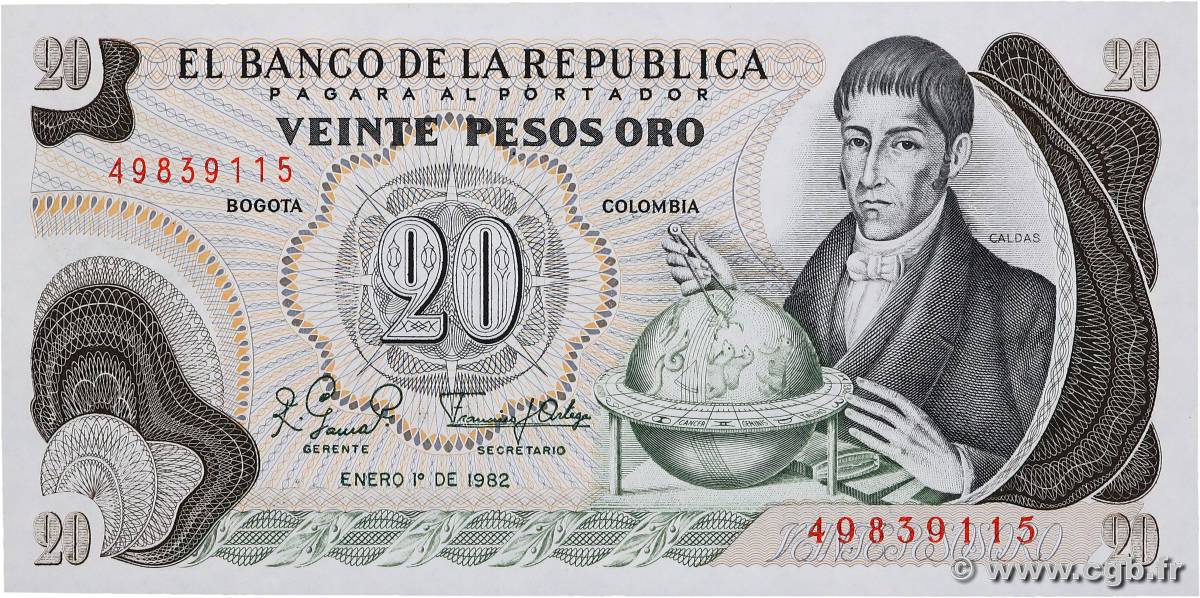 20 Pesos Oro COLOMBIE  1982 P.409d NEUF