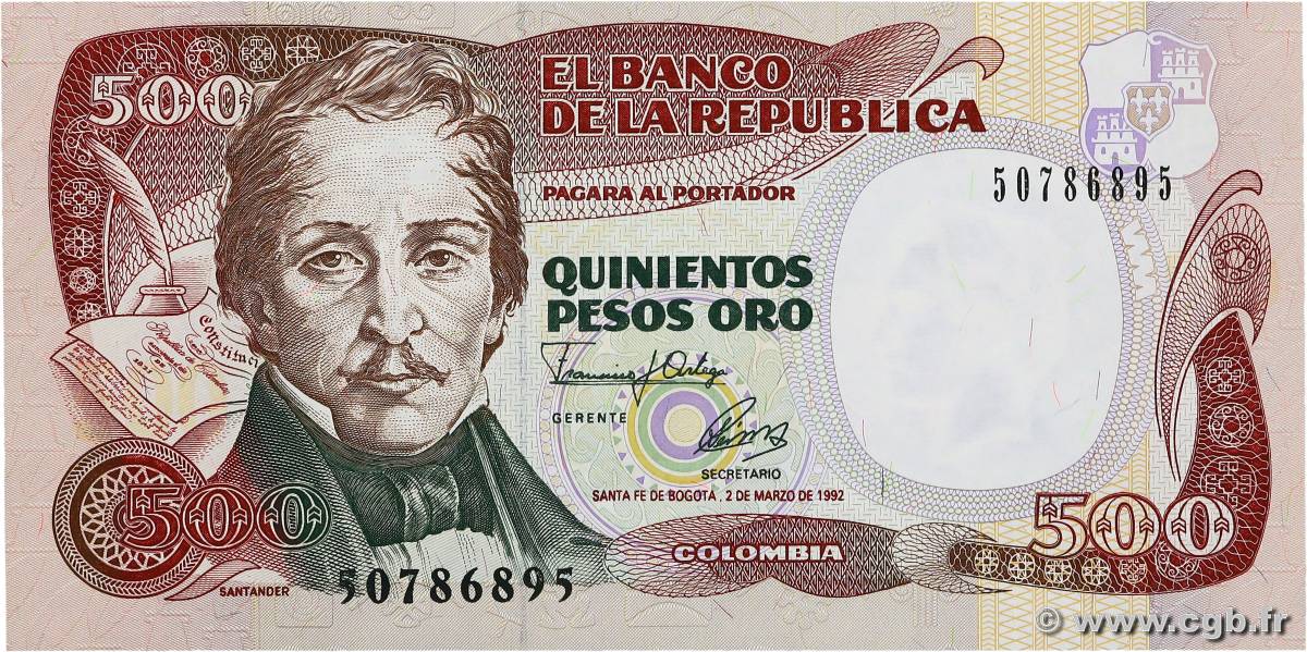 500 Pesos Oro COLOMBIE  1992 P.431A NEUF