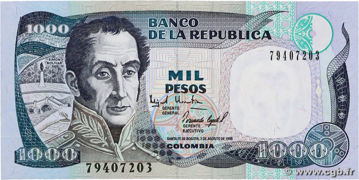 1000 Pesos COLOMBIA  1995 P.438 FDC