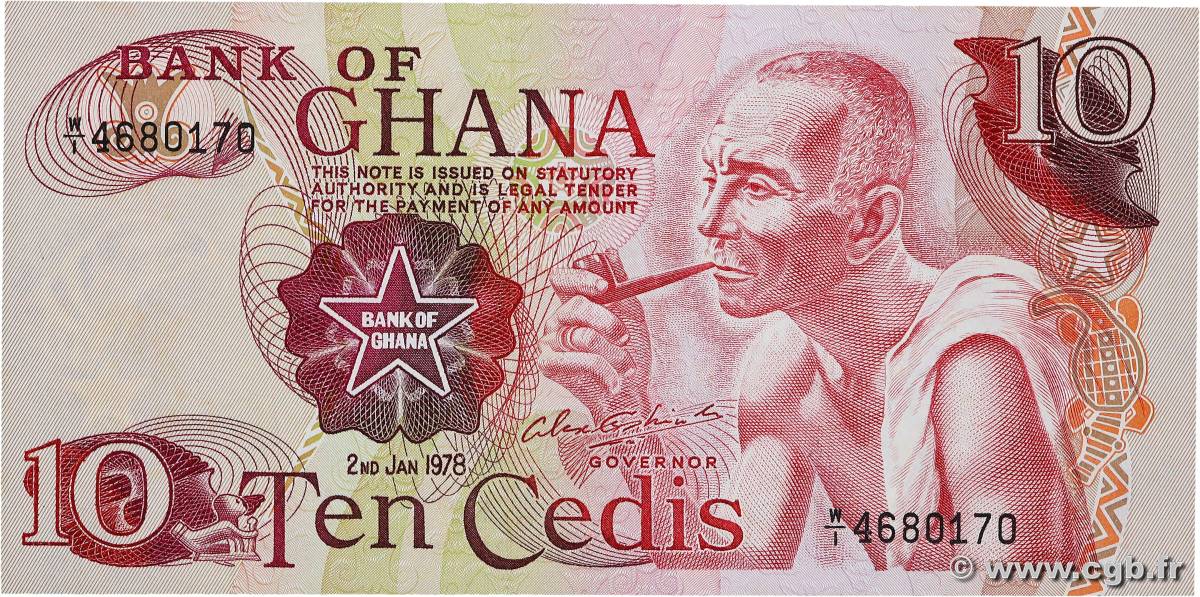 10 Cedis GHANA  1978 P.16f AU+