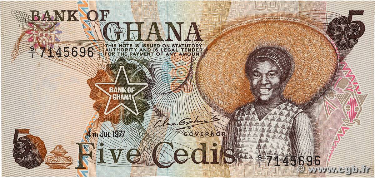 5 Cedis GHANA  1977 P.15b VF+