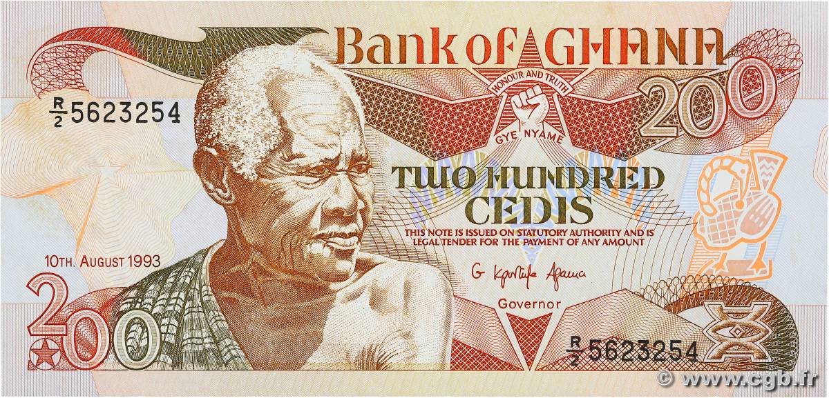 200 Cedis GHANA  1993 P.27b fST