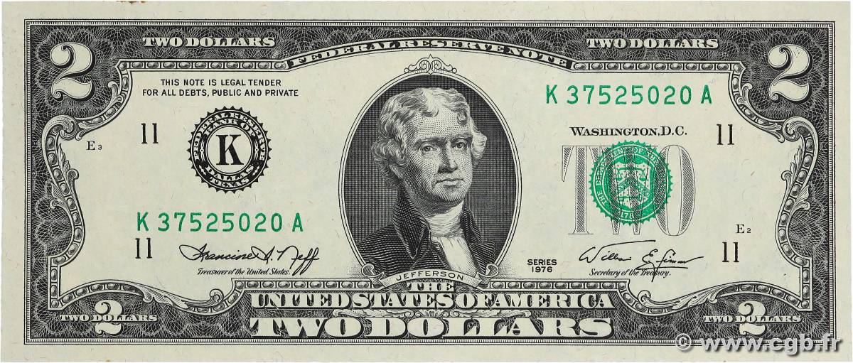 2 Dollars STATI UNITI D&nbsp;AMERICA Dallas 1976 P.461 FDC