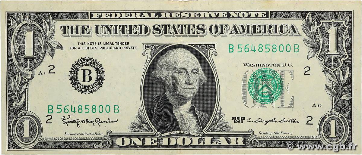 1 Dollar ÉTATS-UNIS D AMÉRIQUE New York 1963 P.443a TTB+