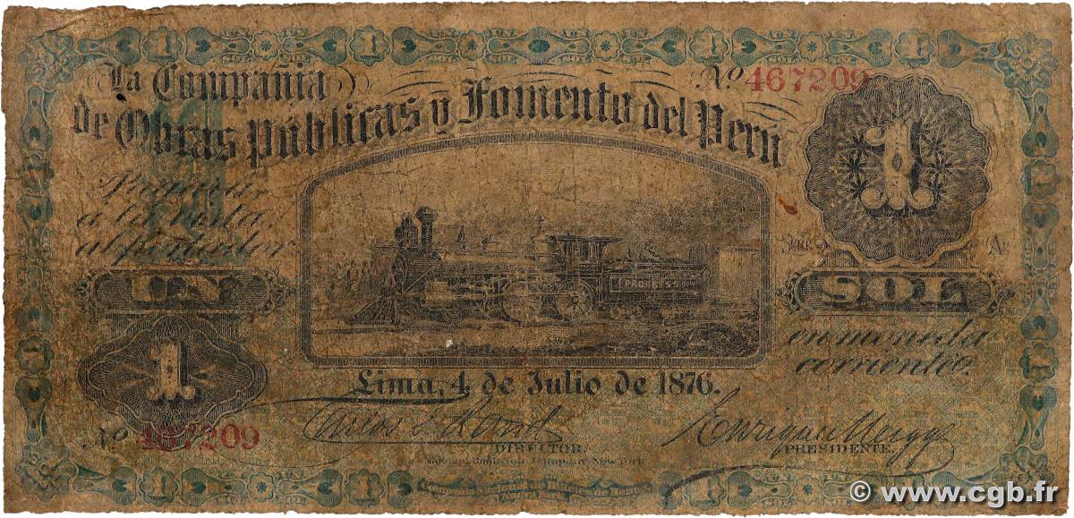 1 Sol PERú  1876 PS.444b MC