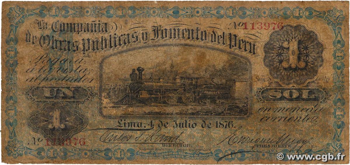 1 Sol PERU  1876 PS.444a G