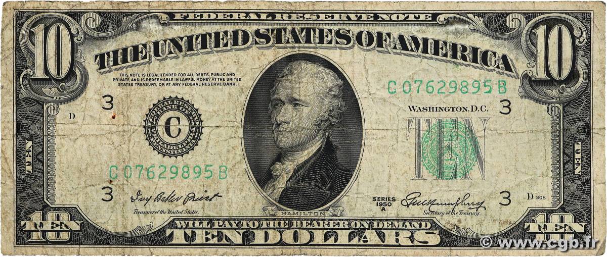 10 Dollars ÉTATS-UNIS D AMÉRIQUE Philadelphie 1950 P.439a B