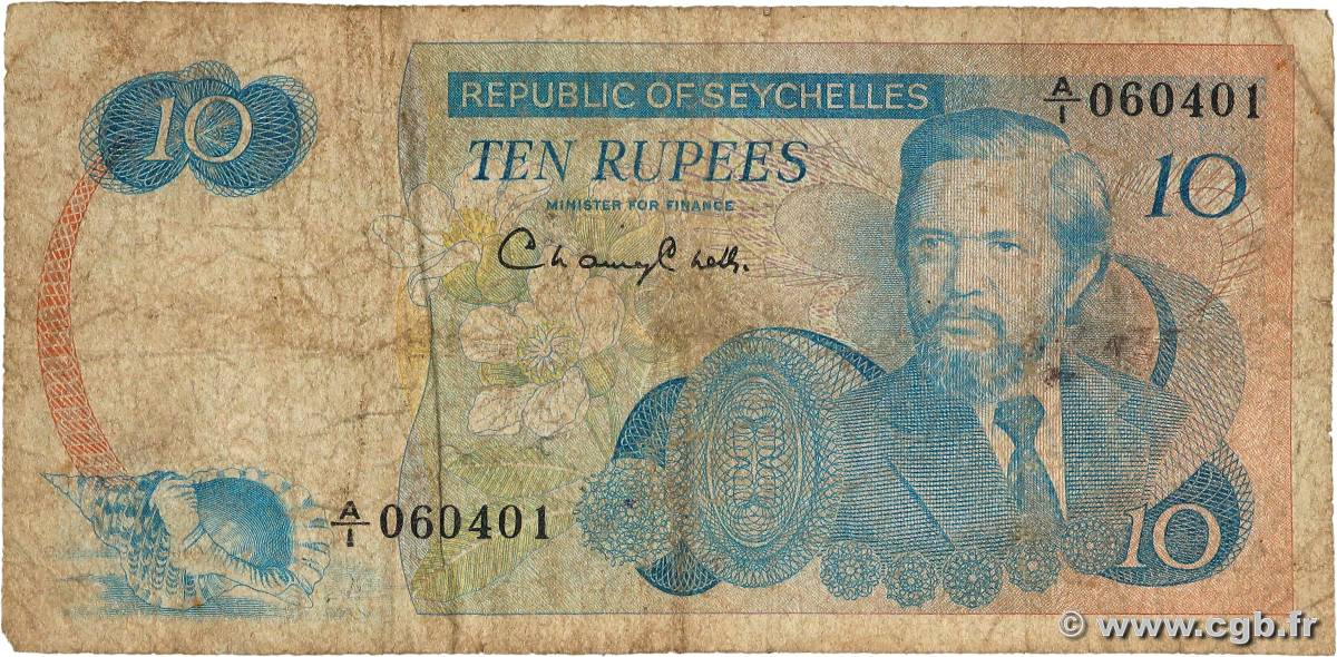 10 Rupees SEYCHELLES  1976 P.19a G