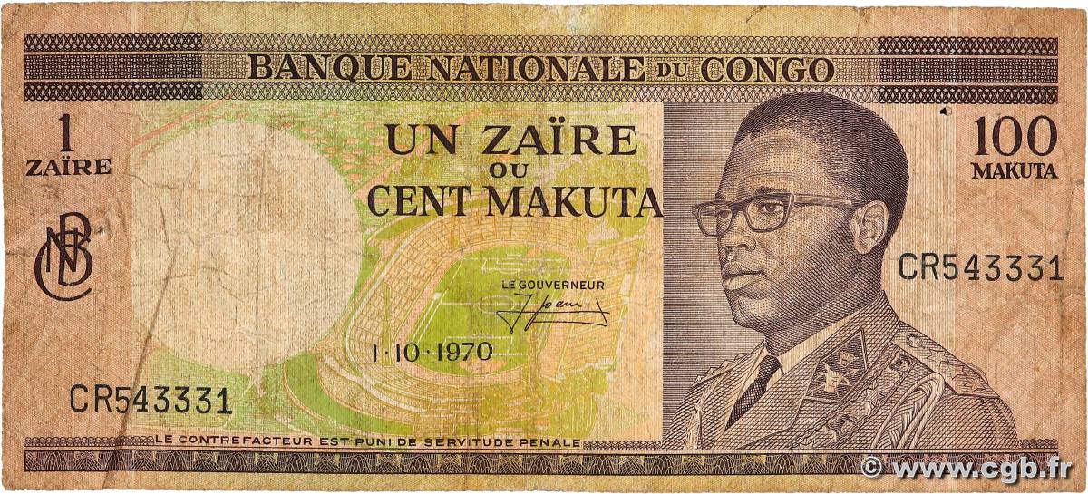 1 Zaïre - 100 Makuta CONGO, DEMOCRATIC REPUBLIC  1970 P.012b G