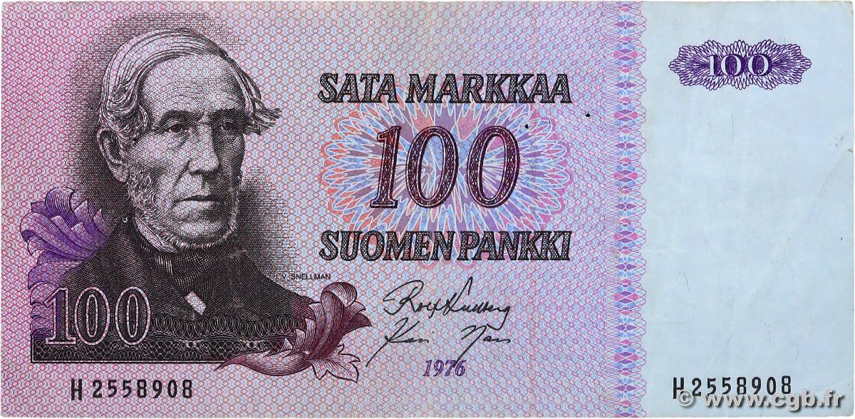 100 Markkaa FINLANDIA  1976 P.109a q.BB