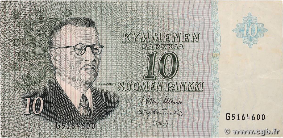 10 Markkaa FINLAND  1963 P.100a VF