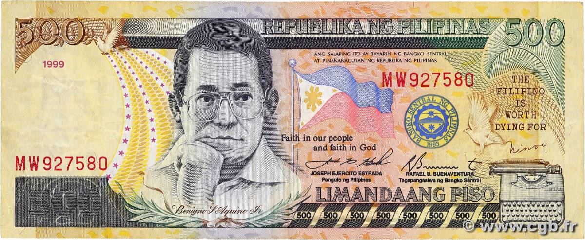 500 Pesos PHILIPPINES  1999 P.185C F+