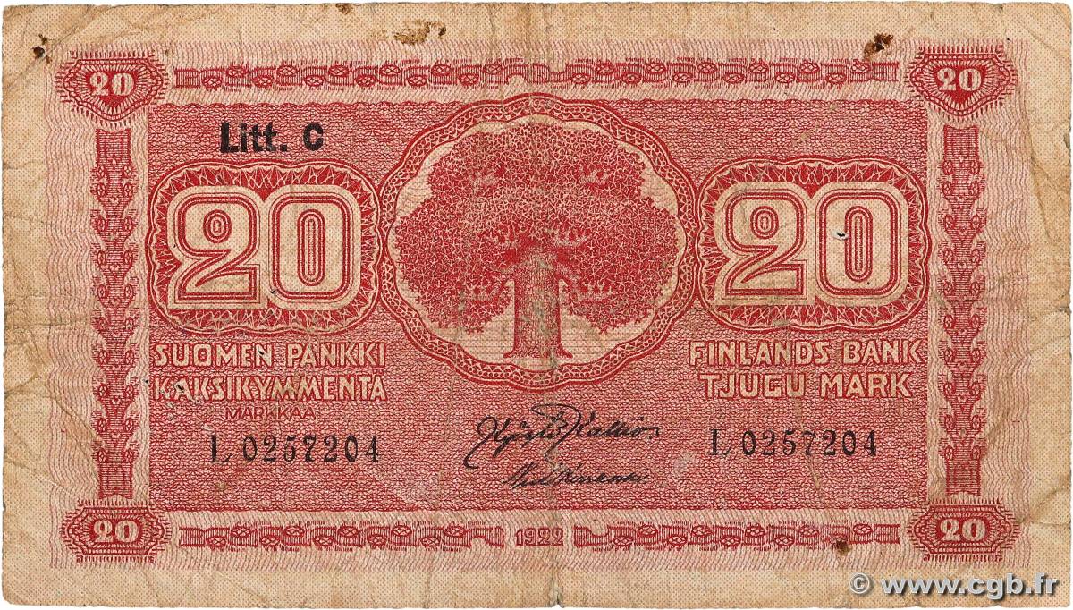 20 Markkaa FINLAND  1922 P.063a G