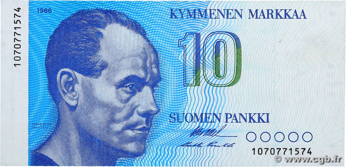 10 Markkaa FINLAND  1986 P.113 XF