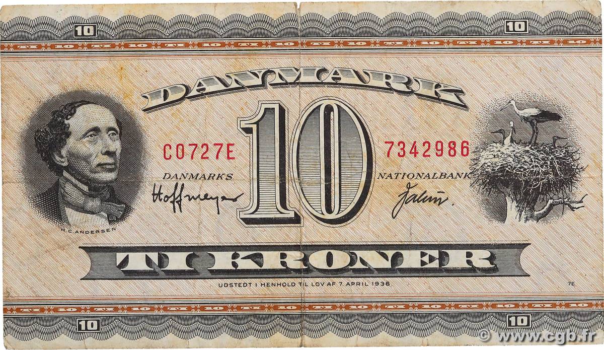 10 Kroner DENMARK  1972 P.044ag F