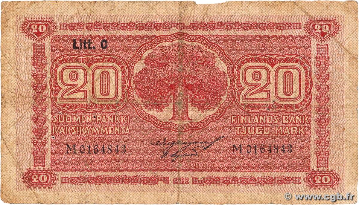 20 Markkaa FINLANDIA  1922 P.063a RC