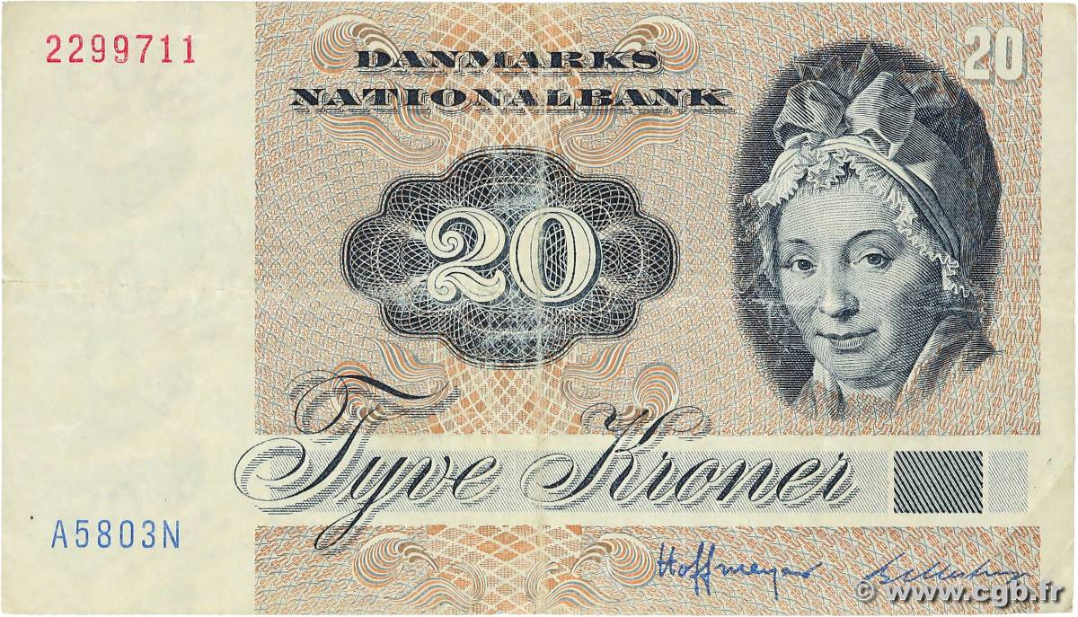 20 Kroner DENMARK  1980 P.049b F+